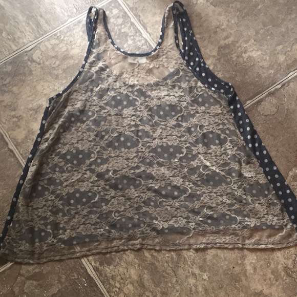 Tank top, heart, polka dots, lace back - Picture 3 of 3